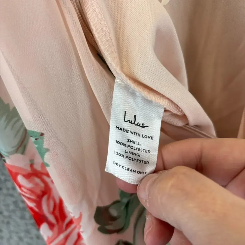 LULUS Garden Meandering Blush Floral Print Maxi Dress Medium Cottage Coquette - Picture 8 of 13
